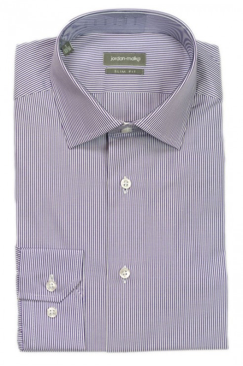 Chemise fines rayures violettes