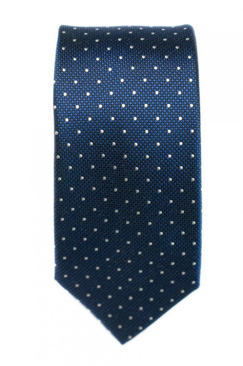 Cravate Bleu Vif Pois Blanc