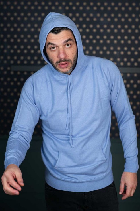 Pull Capuche Bleu Ciel