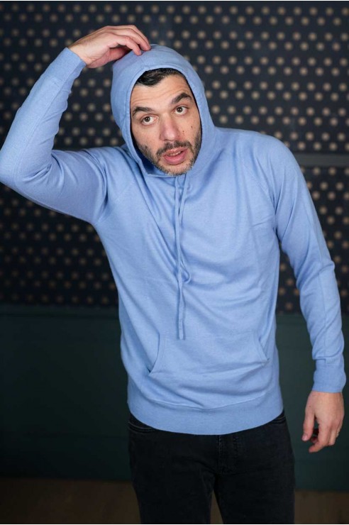 Pull Capuche Bleu Ciel