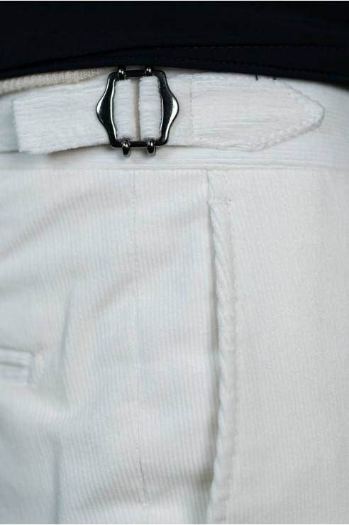 Pantalon Velours Blanc