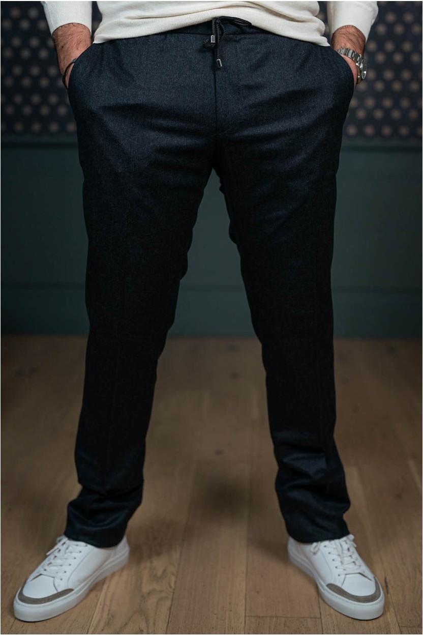 Pantalon ficelle en flanelle anthracite