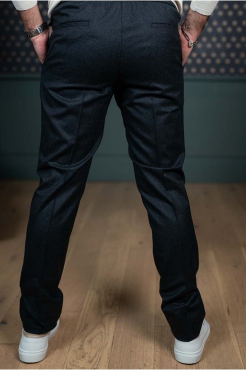 Pantalon ficelle en flanelle anthracite