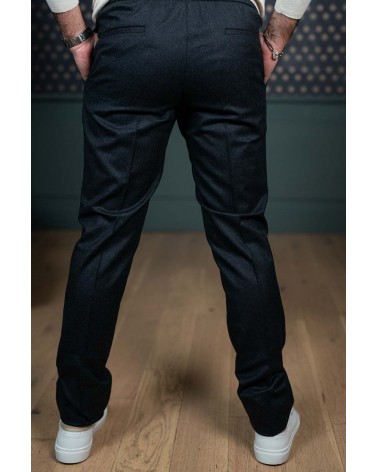 Pantalon ficelle en flanelle anthracite