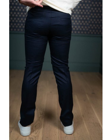 Pantalon ficelle en flanelle bleu marine