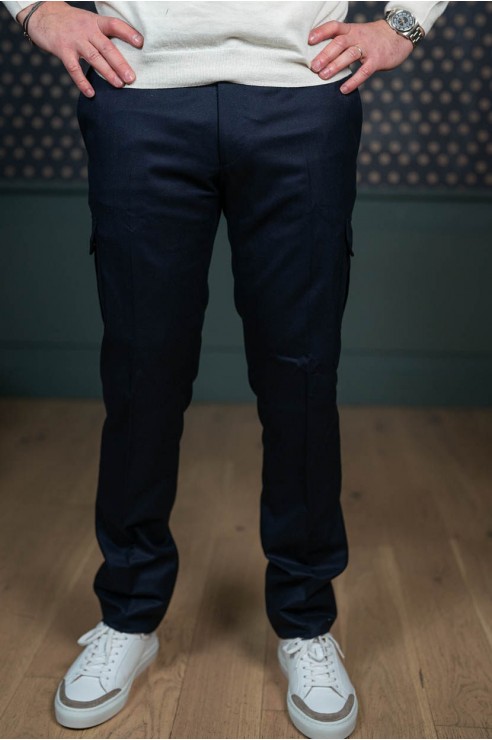 Pantalon Cargo en flanelle bleu marine