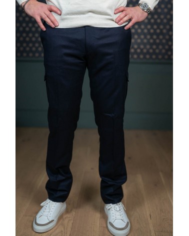 Pantalon Cargo en flanelle bleu marine