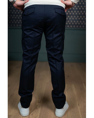 Pantalon Cargo en flanelle bleu marine