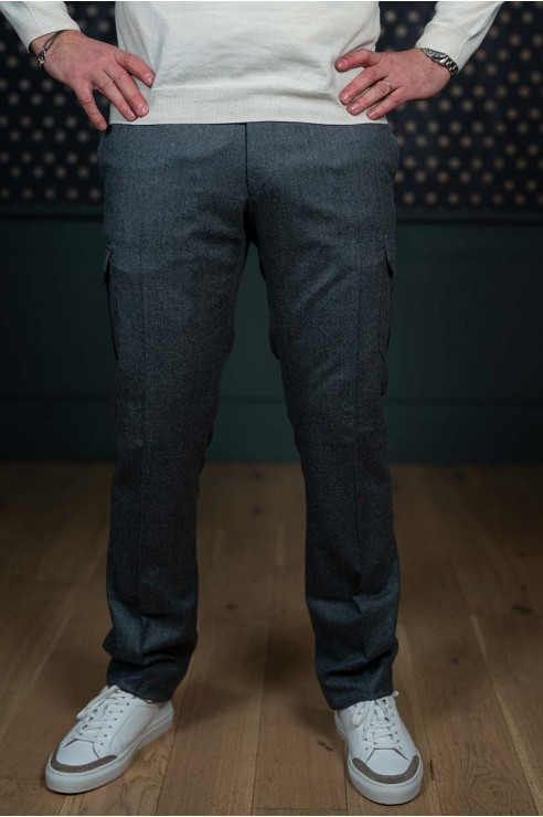 Pantalon Cargo en flanelle Gris Moyen