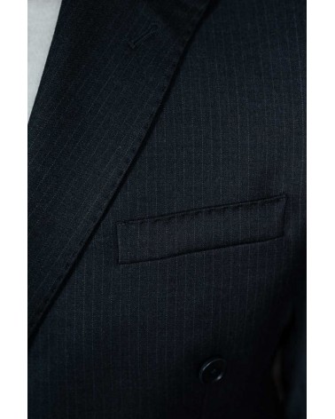 Costume Loro Piana Croisé Gris Anthracite Rayé